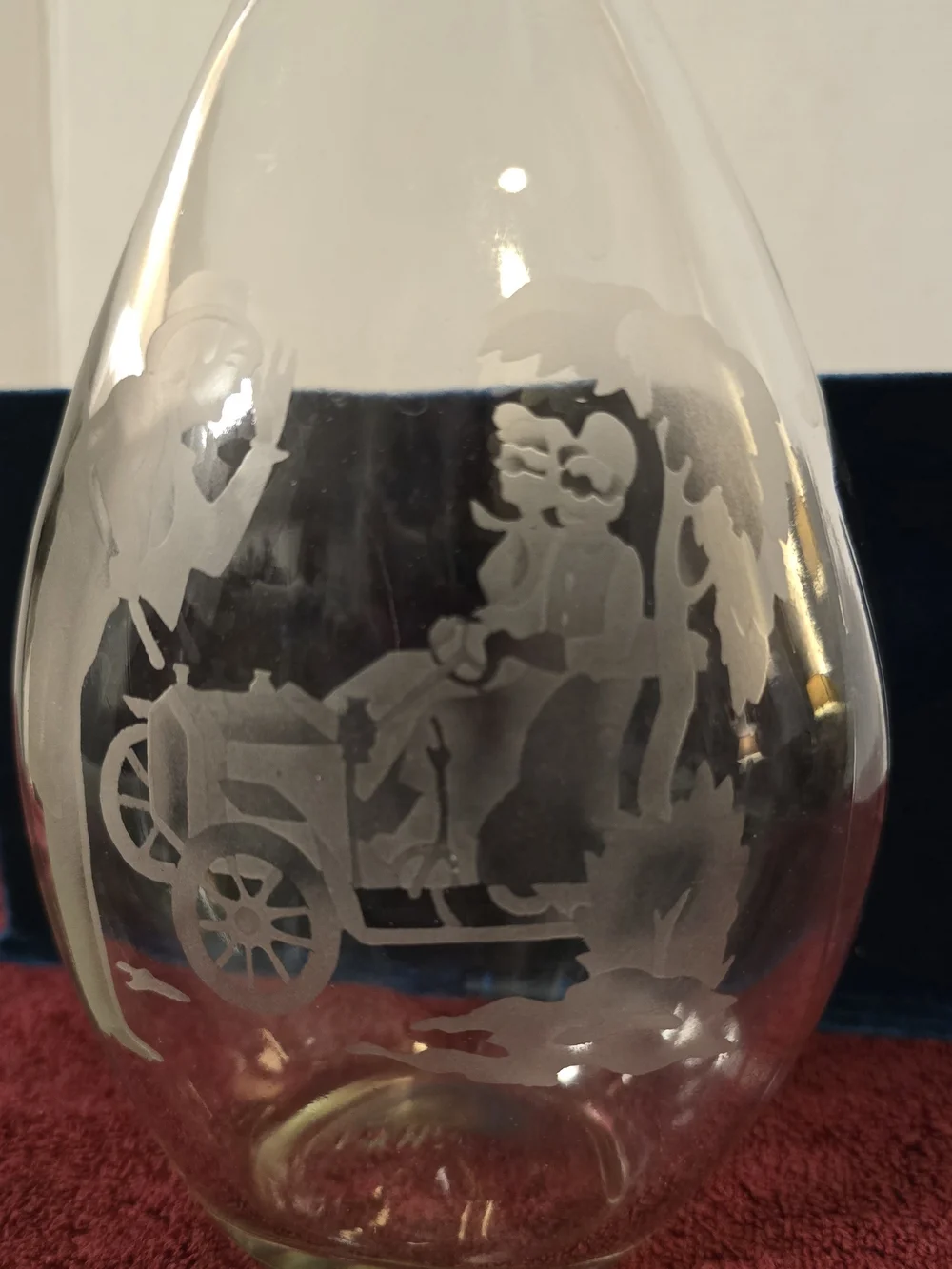Vintage I.W. Harper MCM Etched Glass Decanter Barware 11